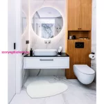 Kab. Modern mosható szőnyeg SHAPE 3105 Szív shaggy - elefántcsont plüss, csúszásgátló 80x80 cm