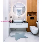 Kab. Modern mosható szőnyeg SHAPE 3148 Csillag shaggy - kék plüss, csúszásgátló 80x80 cm