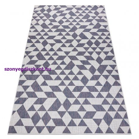 Fonott sizal szőnyeg SION Geometriai, háromszögek 22373 lapos szövött ecru / kék / rózsaszín 140x190 cm