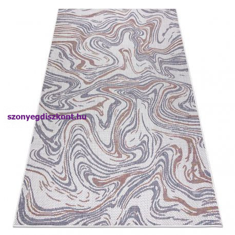 Fonott sizal szőnyeg SION Hullámok 2836 lapos szövött ecru / kék / rózsaszín 140x190 cm