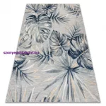 Kab. Szőnyeg BOTANIC 65265 Monstera levelek lapos szőtt - szürke 157x220 cm