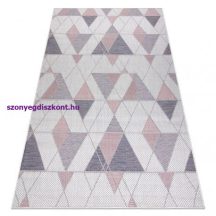   Fonott sizal szőnyeg SION Geometriai, háromszögek 3006 lapos szövött ecru / rózsaszín 180x270 cm