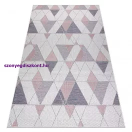   Kab. Fonott sizal szőnyeg SION Geometriai, háromszögek 3006 lapos szövött ecru / rózsaszín 180x270 cm
