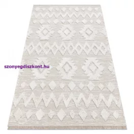  Kab. Fonott Sizal szőnyeg MOROC 22319 rombuszok boho rojt - szerkezeti bézs / krém 155x220 cm