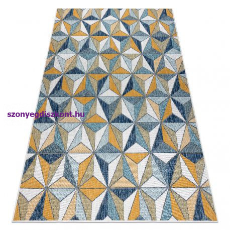 Fonott sizal szőnyeg COOPER Mozaik, Háromszögek 22222 ecru / sötétkék 160x220 cm