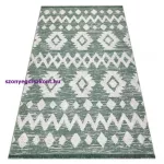 Kab. Fonott Sizal EKO szőnyeg boho MOROC Etno Cikcakk 22319 rojt - két szintű gyapjú zöld / krém, újrahasznosított szőnyeg 117x170 cm
