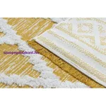 Kab. Fonott Sizal szőnyeg boho MOROC gyémánt 22297 rojt - két szintű gyapjú sárga / krém, újrahasznosított szőnyeg 194x290 cm