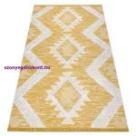 Kab. Fonott Sizal szőnyeg boho MOROC gyémánt 22312 rojt - két szintű gyapjú sárga / krém, újrahasznosított szőnyeg 194x290 cm
