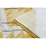 Kab. Fonott Sizal szőnyeg boho MOROC gyémánt 22312 rojt - két szintű gyapjú sárga / krém, újrahasznosított szőnyeg 194x290 cm