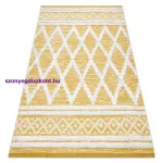 Kab. Fonott Sizal szőnyeg boho MOROC gyémánt 22297 rojt - két szintű gyapjú sárga / krém, újrahasznosított szőnyeg 78x150 cm