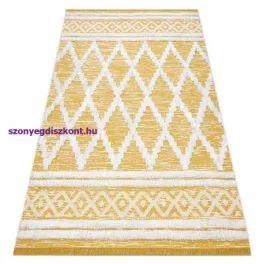   Kab. Fonott Sizal szőnyeg boho MOROC gyémánt 22297 rojt - két szintű gyapjú sárga / krém, újrahasznosított szőnyeg 78x150 cm