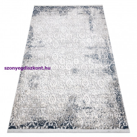 Modern REBEC szőnyeg rojt 51172A - két szintű gyapjú krém / sötétkék 280x370 cm