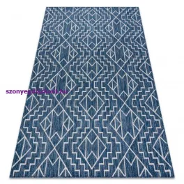   Kab. Fonott sizal szőnyeg SION Geometriai, gyémánt 21778 lapos szövött sötétkék / ecru 140x190 cm