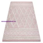 Kab. Fonott Sizal szőnyeg boho MOROC gyémánt 22297 rojt - két szintű gyapjú rózsaszín / krém, újrahasznosított szőnyeg 117x170 cm