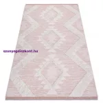 Kab. Fonott Sizal szőnyeg boho MOROC gyémánt 22312 rojt - két szintű gyapjú rózsaszín / krém, újrahasznosított szőnyeg 117x170 cm