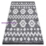 Kab. Fonott Sizal EKO szőnyeg boho MOROC Etno Cikcakk 22319 rojt - két szintű gyapjú szürke / krém, újrahasznosított szőnyeg 117x170 cm