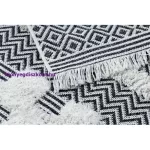 Kab. Fonott Sizal szőnyeg boho MOROC Geometriai 22321 rojt - két szintű gyapjú krém / сив, újrahasznosított szőnyeg 117x170 cm