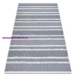 Kab. Fonott Sizal szőnyeg boho MOROC Vonalak 22328 rojt - két szintű gyapjú krém / sötétkék, újrahasznosított szőnyeg 117x170 cm