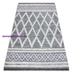 Kab. Fonott Sizal szőnyeg boho MOROC gyémánt 22297 rojt - két szintű gyapjú szürke / krém, újrahasznosított szőnyeg 136x190 cm