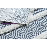 Kab. Fonott Sizal szőnyeg boho MOROC Vonalak 22328 rojt - két szintű gyapjú krém / sötétkék, újrahasznosított szőnyeg 136x190 cm