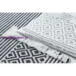 Kab. Fonott Sizal szőnyeg boho MOROC Geometriai 22321 rojt - két szintű gyapjú krém / сив, újrahasznosított szőnyeg 155x220 cm