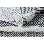 Kab. Fonott Sizal szőnyeg boho MOROC Geometriai 22321 rojt - két szintű gyapjú krém / сив, újrahasznosított szőnyeg 155x220 cm