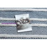 Kab. Fonott Sizal szőnyeg boho MOROC Vonalak 22328 rojt - két szintű gyapjú krém / sötétkék, újrahasznosított szőnyeg 194x290 cm