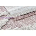 Kab. Fonott Sizal szőnyeg boho MOROC gyémánt 22297 rojt - két szintű gyapjú rózsaszín / krém, újrahasznosított szőnyeg 78x150 cm