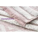 Kab. Fonott Sizal szőnyeg boho MOROC gyémánt 22297 rojt - két szintű gyapjú rózsaszín / krém, újrahasznosított szőnyeg 78x150 cm