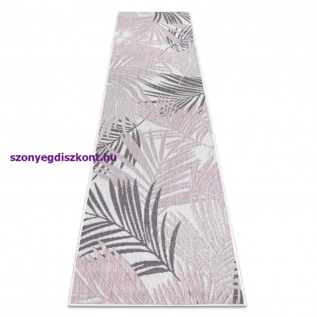 Fonott sizal szőnyeg SION futószőnyeg, pálmalevelek, tropikus 2837 lapos szövött ecru / rózsaszín 60x200 cm