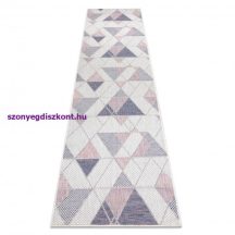   Fonott sizal szőnyeg SION futószőnyeg Geometriai, háromszögek 3006 lapos szövött ecru / rózsaszín 60x250 cm