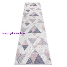   Kab. Fonott sizal szőnyeg SION futószőnyeg Geometriai, háromszögek 3006 lapos szövött ecru / rózsaszín 80x250 cm