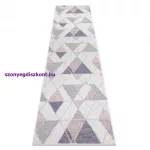 Kab. Fonott sizal szőnyeg SION futószőnyeg Geometriai, háromszögek 3006 lapos szövött ecru / rózsaszín 80x300 cm