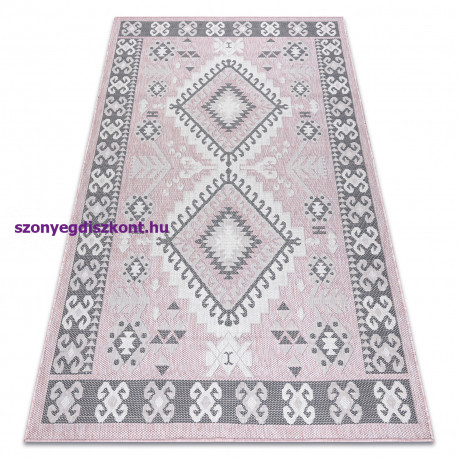 Fonott sizal szőnyeg SION azték 3007 lapos szövött rózsaszín / ecru 120x170 cm