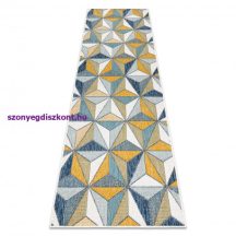   Fonott sizal szőnyeg, futószőnyeg COOPER Mozaik, Háromszögek 22222 ecru / sötétkék 60x300 cm