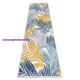   Kab. Fonott sizal szőnyeg, futószőnyeg COOPER Levelek 22258 ecru / sötétkék 70x300 cm