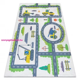  Kab. BAMBINO 2338 mosható szőnyeg Kotrógép gyerekeknek csúszásgátló - fehér / zöld 80x150 cm