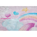 Kab. BAMBINO 2533 mosható szőnyeg Egyszarvú, szivárvány gyerekeknek csúszásgátló - rózsaszín 80x150 cm