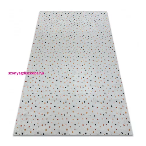 Kab. BAMBINO 47890 mosható szőnyeg Pöttyök gyerekeknek csúszásgátló - fehér / barna 80x150 cm
