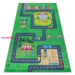 Kab. BAMBINO 2660 mosható szőnyeg Város, utcák gyerekeknek csúszásgátló - zöld / szürke 120x170 cm