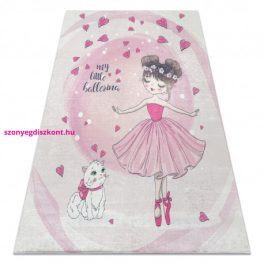   Kab. BAMBINO 2161 mosható szőnyeg Balerina, cica gyerekeknek csúszásgátló - rózsaszín 140x200 cm