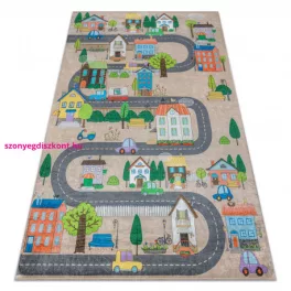   Kab. BAMBINO 34600 mosható szőnyeg Város, utcák gyerekeknek csúszásgátló - bézs / szürke 160x220 cm