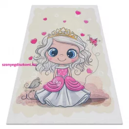   Kab. BAMBINO 43020 mosható szőnyeg Hercegnő, csillagok gyerekeknek csúszásgátló - krém / rózsaszín 160x220 cm