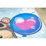 Kab. BAMBINO 43030 mosható szőnyeg Mackó, a pilóta gyerekeknek csúszásgátló - kék / barna  160x220 cm