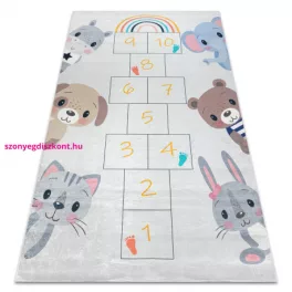   Kab. BAMBINO 43092 mosható szőnyeg Állatok, komló gyerekeknek csúszásgátló - rózsaszín / sárga 160x220 cm