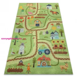   Kab. BAMBINO 50200 mosható szőnyeg Falu gyerekeknek csúszásgátló - zöld / barna  160x220 cm