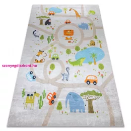  Kab. BAMBINO 50230 mosható szőnyeg Állatkert, utcák gyerekeknek csúszásgátló - bézs / zöld 160x220 cm