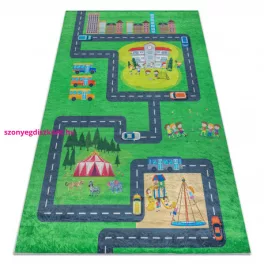   Kab. BAMBINO 2660 mosható szőnyeg Város, utcák gyerekeknek csúszásgátló - zöld / szürke 200x290 cm