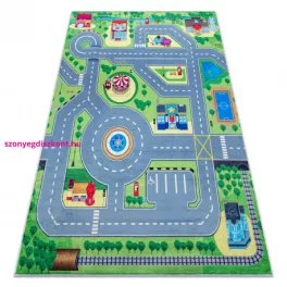   Kab. BAMBINO 9028 mosható szőnyeg Város, utcák gyerekeknek csúszásgátló - zöld / szürke 200x290 cm