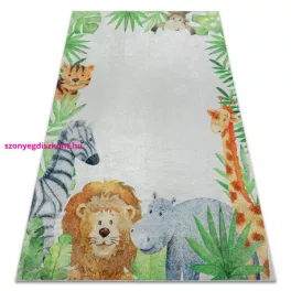   Kab. BAMBINO 54090 mosható szőnyeg Állatok, Afrika gyerekeknek csúszásgátló - fehér / zöld 200x290 cm